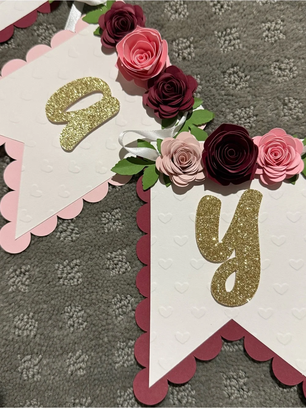Fall 1st Birthday bundle- Flower + Pumpkin Party Decorations (Pink/maroon/gold)